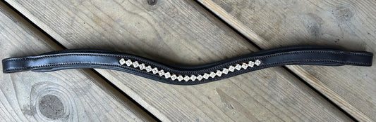 Brown 16” browband white and gold stones