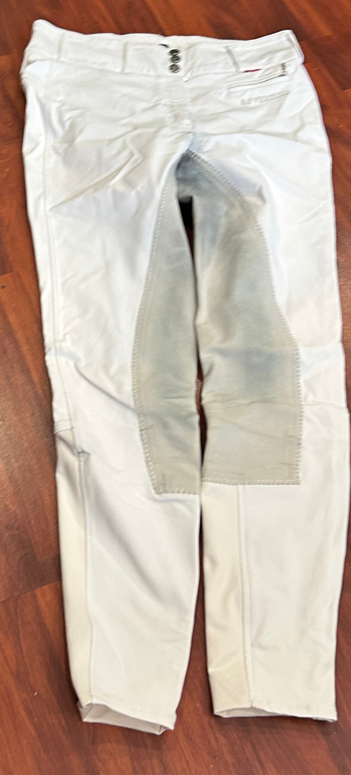 BVertigo size 28 white full seat breeches. Faux suede seat