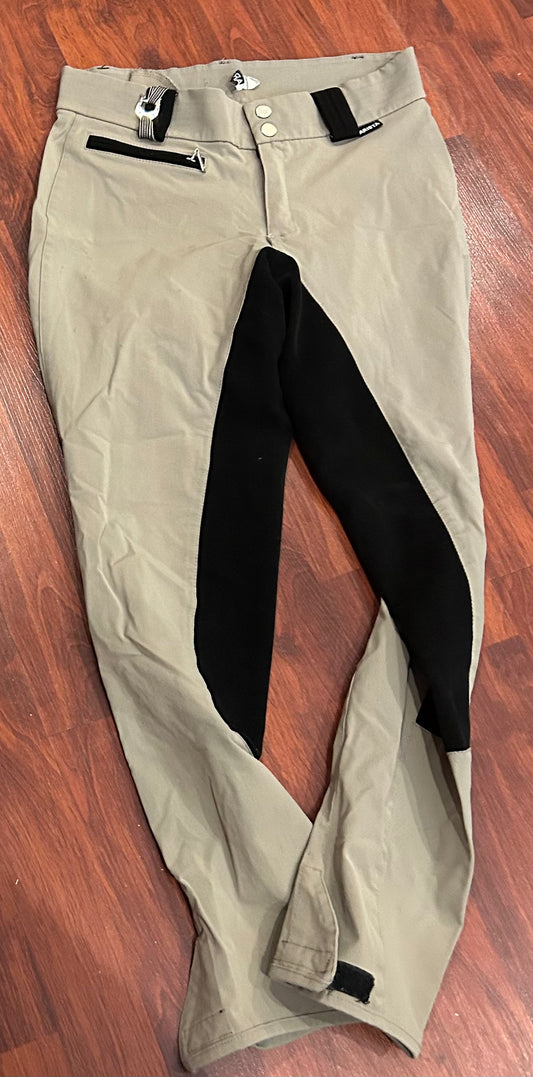 Arista size 30 taupe and black full seat breeches