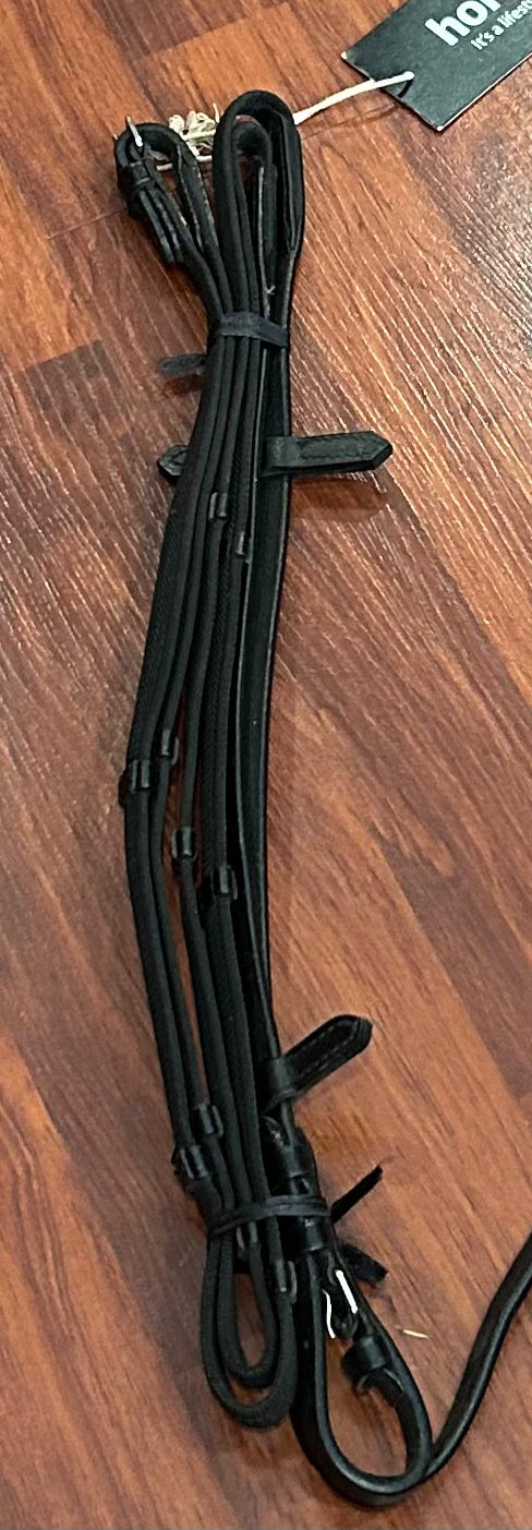 Horze supreme slender black rubber grip reins