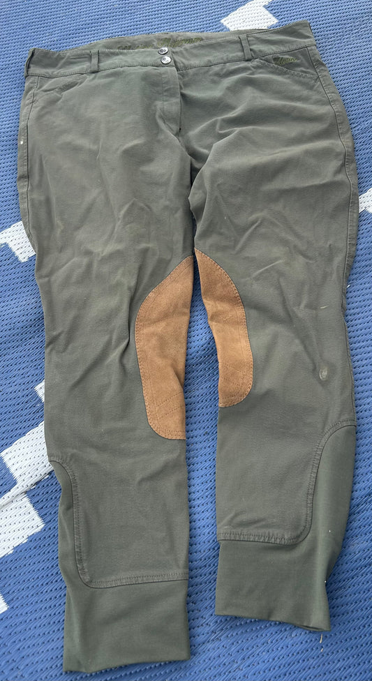 36R elation platinum green knee patch breeches