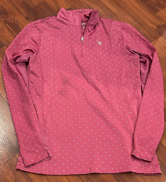 Ariattek heat series pink small long sleeve sun shirt. Very minor stains