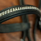 Black leather snaffle bridle with chain decoration