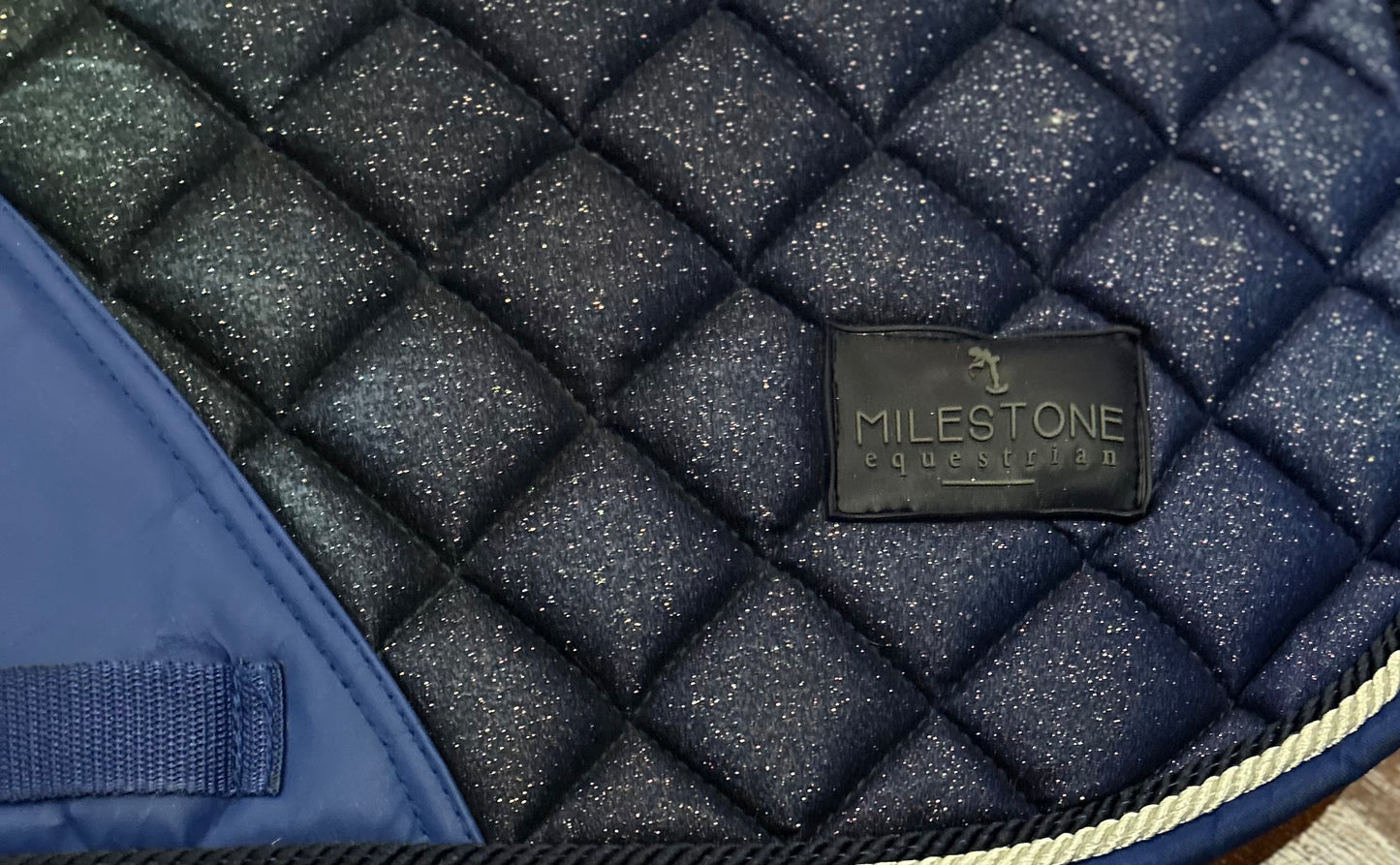 Amore Milestone sparkly blue dressage saddle pad