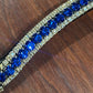 14” equiture clear and blue crystals black browband.