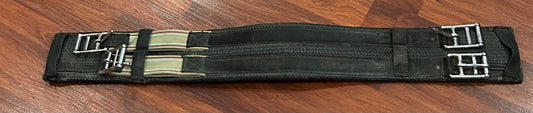 22” neoprene girth. Elastic one side
