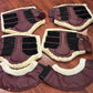 BR fleece horse boots Burgundy medium and large. 4 boots and bell boots. Some wear on bell boots.