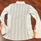 Arista small white/peach long sleeve show shirt. Some stains
