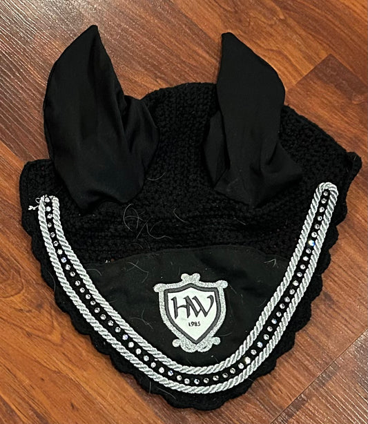 Horseware black bling fly bonnet