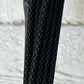 Black reins buckle closure. 56” raised with grippy  rubber.