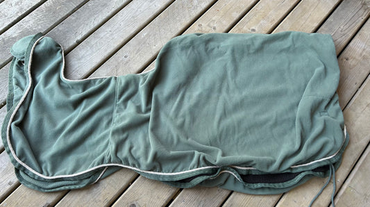 145 full size Schokemohle green quarter sheet. Waffle weave lined