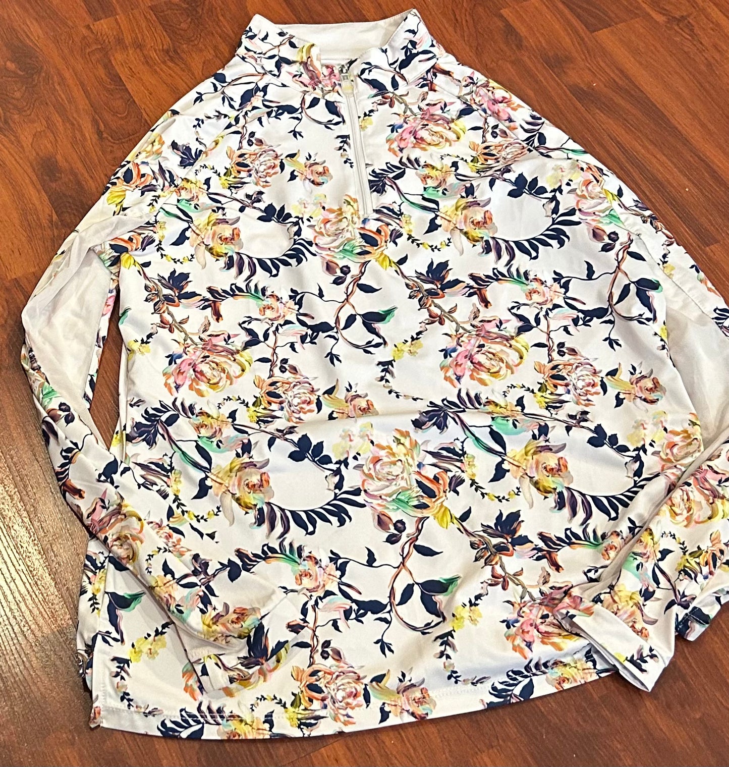 Kastel large white with flowers long sleeve sun shirt