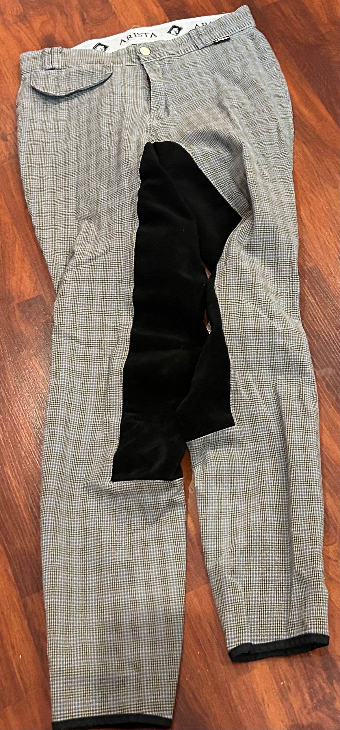Arista size 26 grey / blue plaid full seat breeche