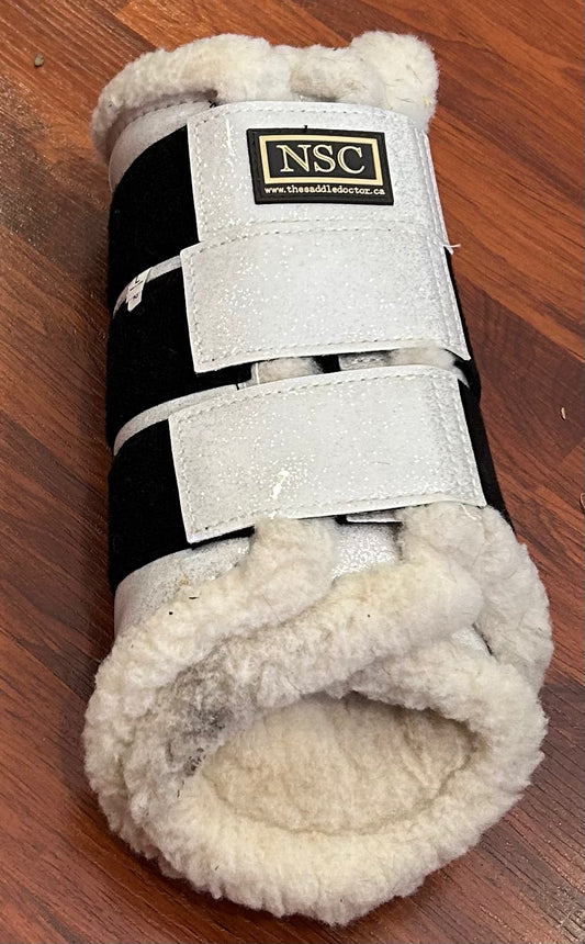 NSC large sparkly white fleece boots