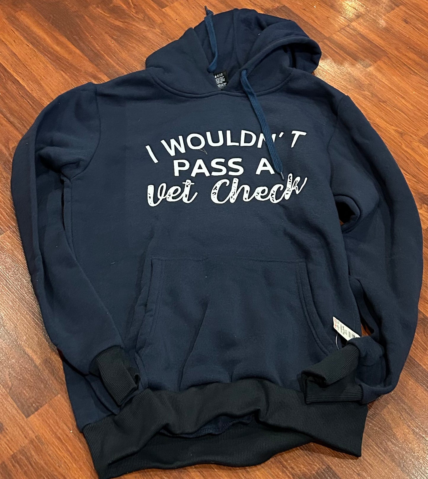 Navy small sweatshirt vet check