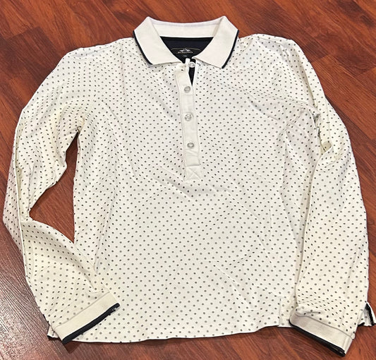 HV Polo white with silver polkadots long sleeve shirt
