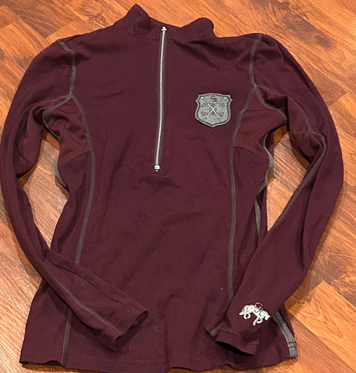 Gooderider XS burgundy long sleeve 1/4 zip