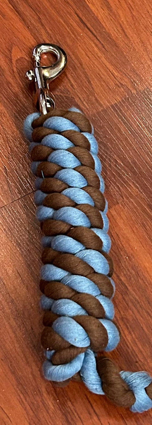 Brown and blue lead rope