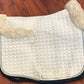 Mattes medium sheepskin dressage pad white with navy/blue/gold trim
