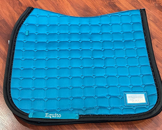 Equito blue dressage pad with matching polo wraps.