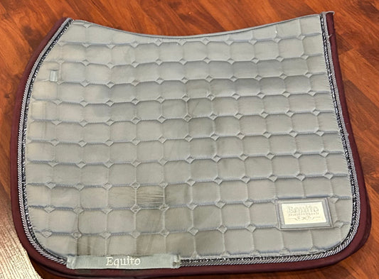 Equito grey with purple and black bling trim dressage pad. Dirty