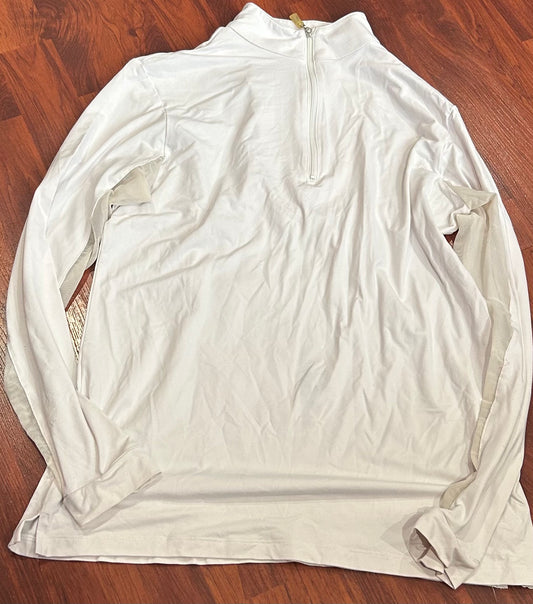 Tailored sportsman medium white show shirt long sleeve. Mesh under arms.