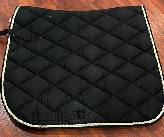 Shedrow black with tan trim dressage pad quilted