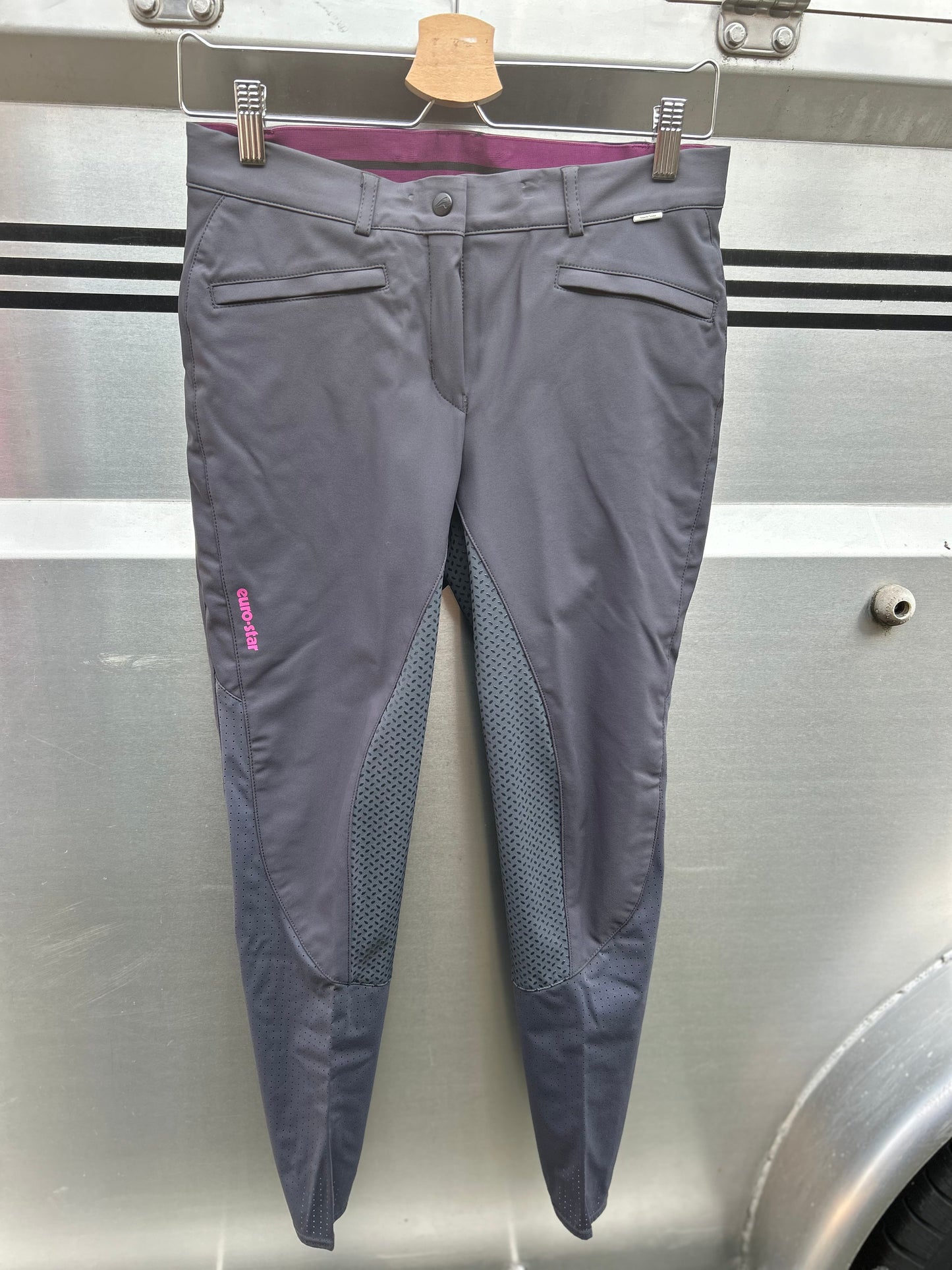 26R Euro Star raindrop grey full seat breeches