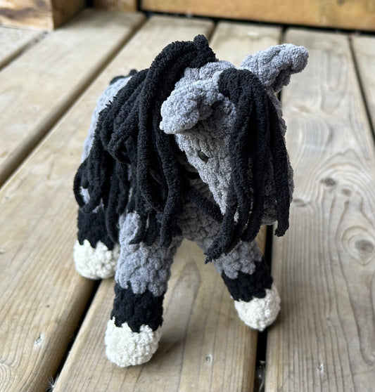 Grey plush horse 7” to wither