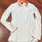 Arista small white/peach long sleeve show shirt. Some stains