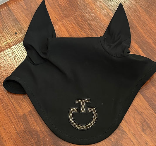 Cavalleria Toscana black fly bonnet. Gold glitter