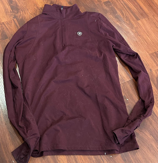 Ariat cold series medium burgundy long sleeve 1/4 zip
