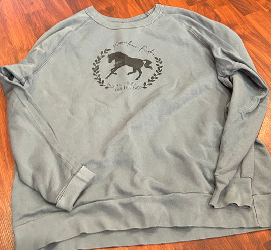 XL “amateur Rider. Part time skills full time bills” sweater blue