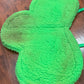 Lime green shaped fleece pad. Good for 17.5”+ saddle