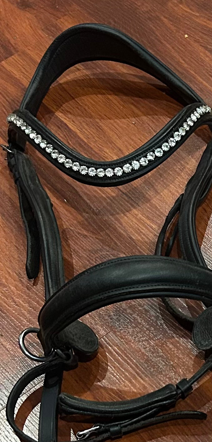 Milestone bitless bridle full size black with bling browband