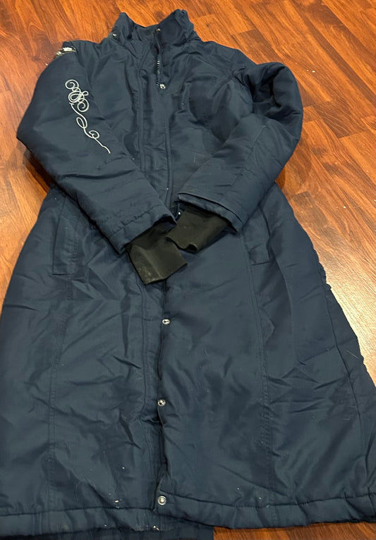 Horze XS navy long, heavy winter riding jacket. Not waterproof.