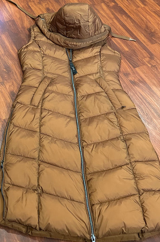 ELT small rust colour long puffy vest. Zippers up sides
