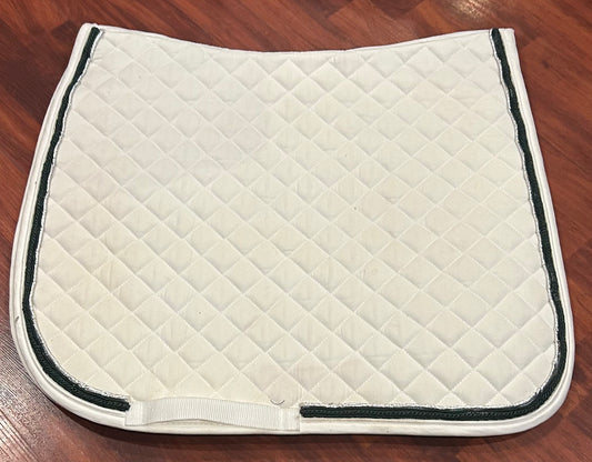 Shedrow full size pad white. Green and silver trim. A Few hairs.