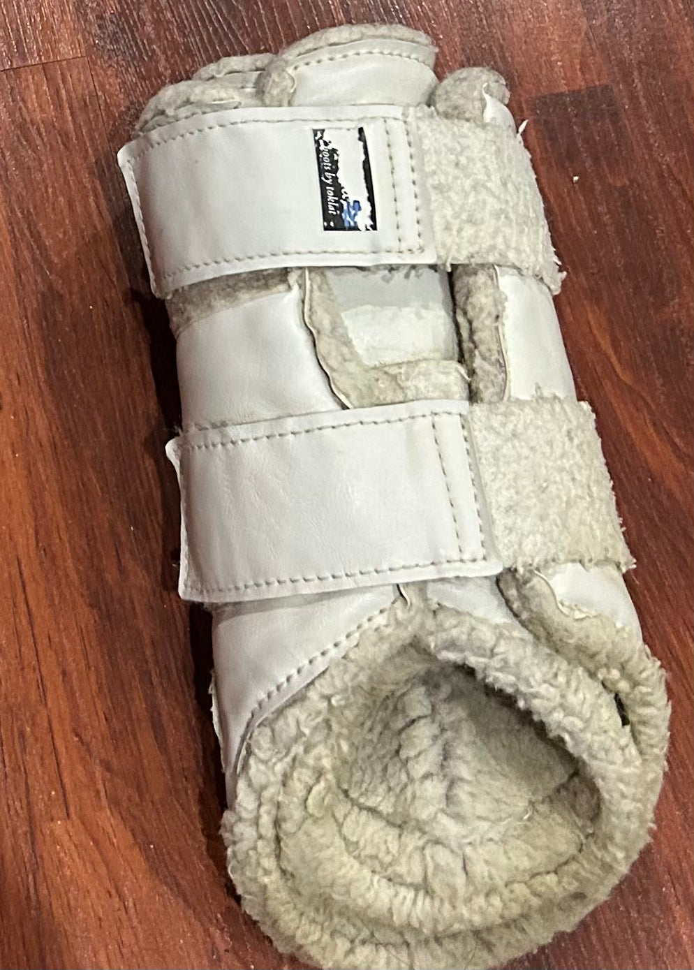 Valena white fleece hind boots. Well used.