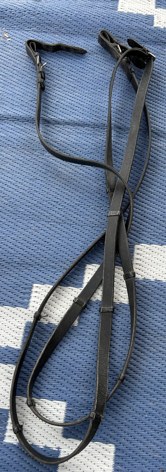 Black leather reins with hand stops