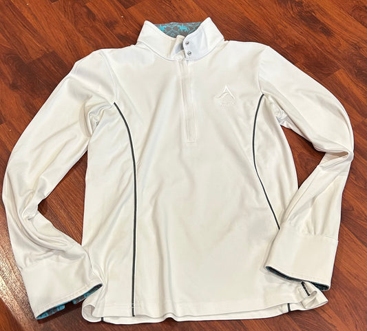 Arista small white/turquoise long sleeve show shirt