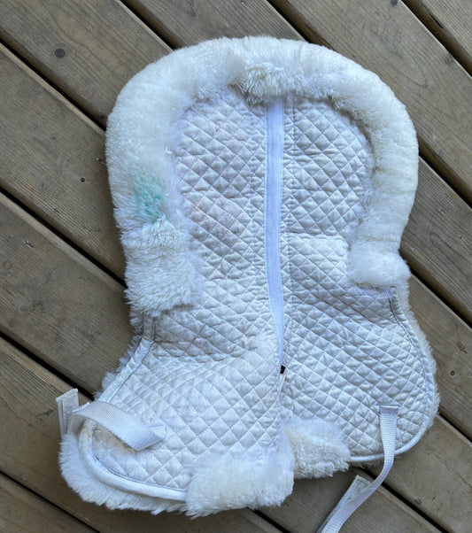 Large white sheepskin half pad. Some stains