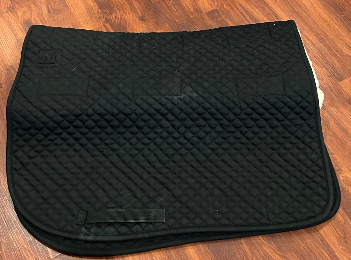 Fleeceworks 2 dressage pads (black and white) with removable set of Thera fleece panels and canvas storage bag.