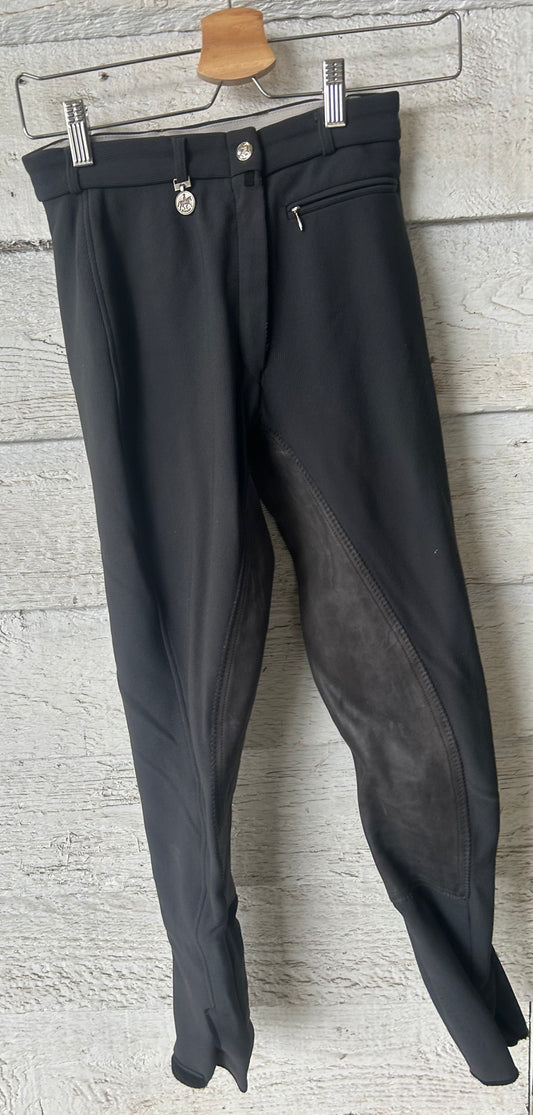 Pikeur size 24 ribbed grey real leather full seat breeches. Velcro ankles
