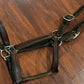 Brown leather halter full size. Damage to crown piece.