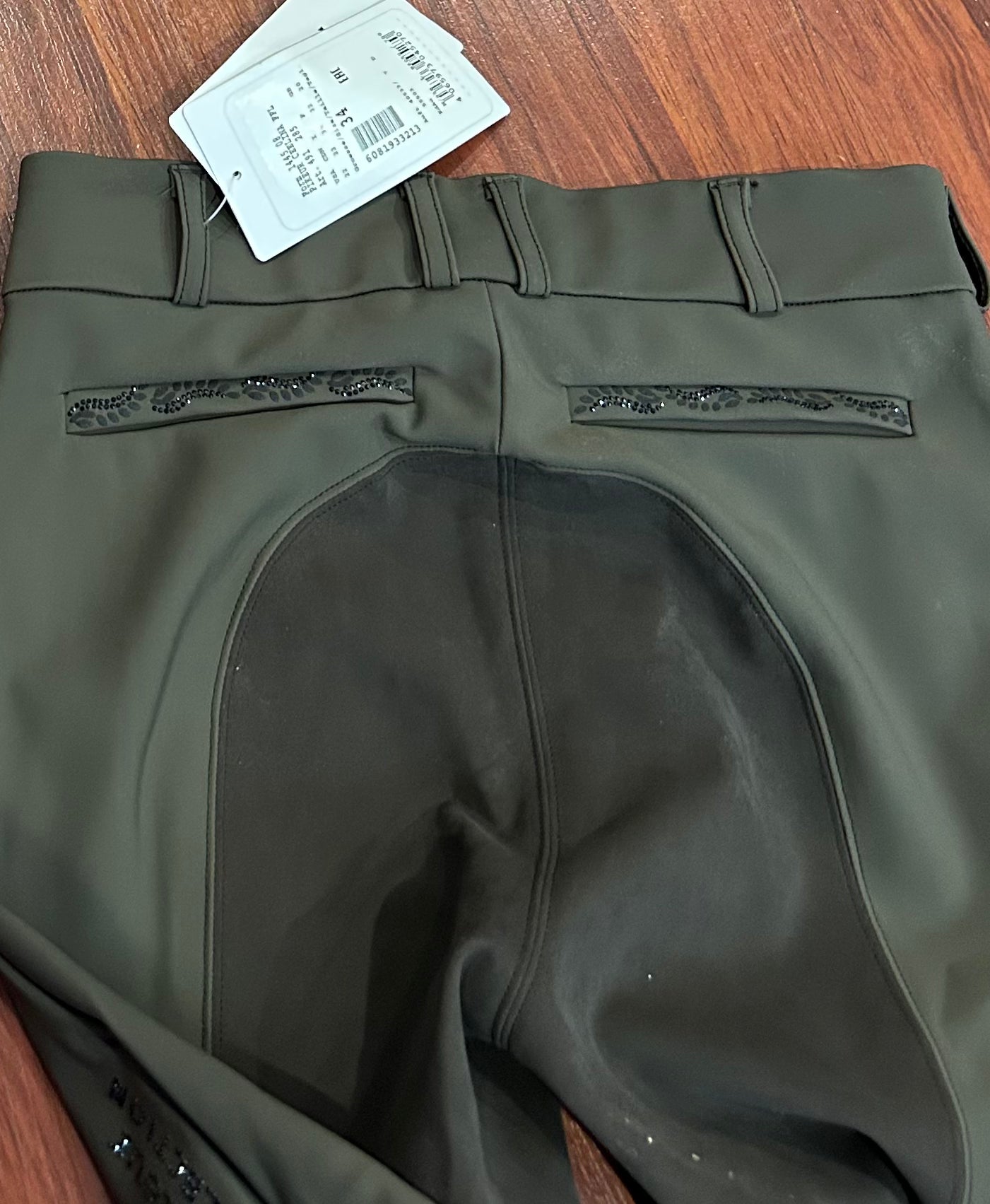 Pikeur Ceelina size 22 faux suede green full seat breeches. Brand new