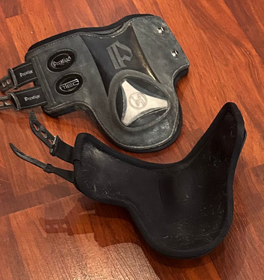 Prestige T Teq medium fetlock boots. Black and gold. Used but decent condition.
