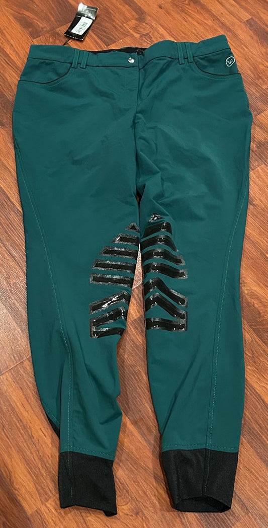 Vision apparel size 34 green knee patch with silicone breeches. New with tags