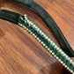 Micklem warmblood black bridle. Green crystal browband (not Micklem) stones loose ok one side