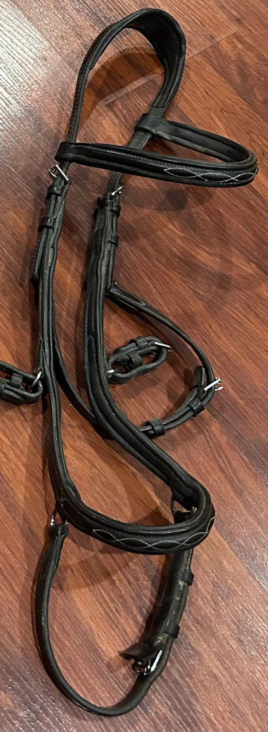 Miklem brown full size fancy stitch bridle. Needs oiled